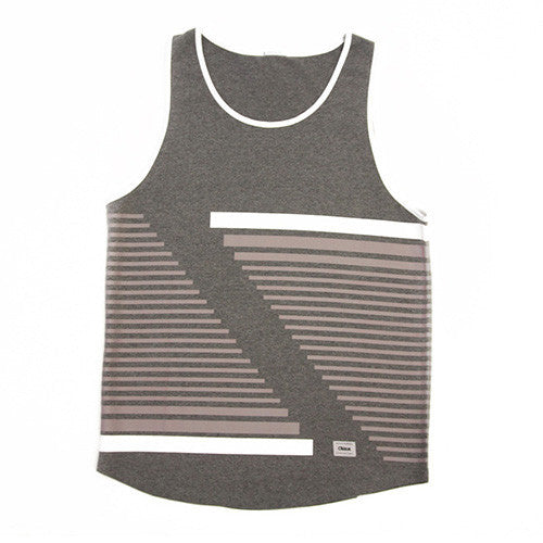 Orisue Grey & White Zig Zag Striped Tank Top